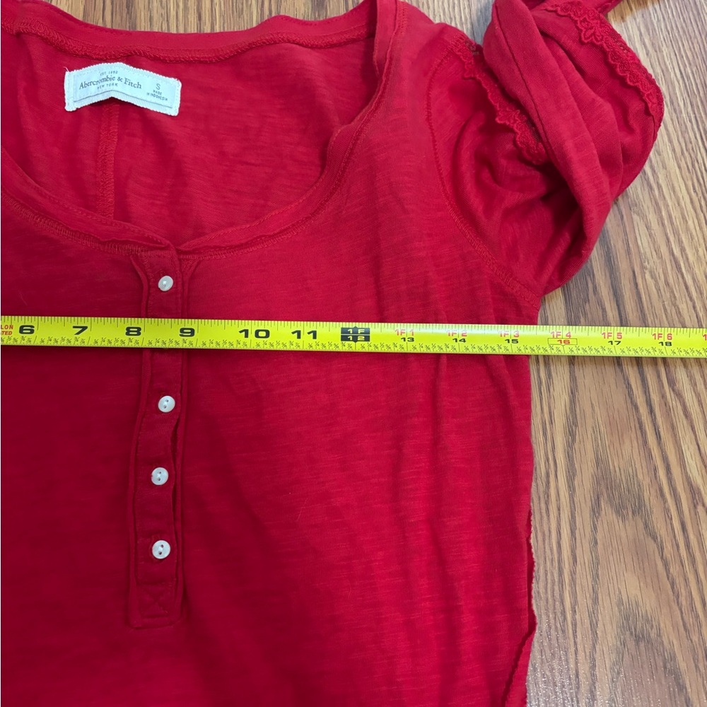 Abercrombie & fitch y2k long sleeve lace sleeve Henley NWT - Picture 7 of 7